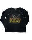 KISS Band Women's Long Sleeve Sweater Customade Stud Button Big Logo Size S