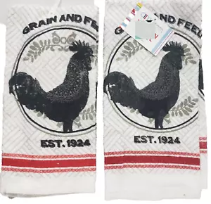 Set 2 asciugamani da cucina stampati uguali (15"x25") GALLO NERO,GRANO E MANGIME,AM,GE - Foto 1 di 24