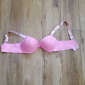 Juicy Couture Women's Push Up Bra Pink Hearts Padded Underwire Nylon ~ 36C - Picture 1 of 3