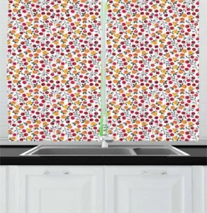 Cranberry Kitchen Curtains 2 Panel Set Window Drapes 55" X 39" - Picture 1 of 31