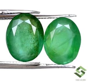 Par de gemas sueltas sin tratar de corte ovalado esmeralda natural certificadas de 10x8 mm 4,53 CTS - Imagen 1 de 6