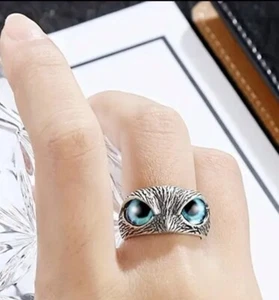 Owl Eye Ring Hip Hop Style Adjustable Cuff Ring Gift For Men And Women’s casual - Picture 1 of 9