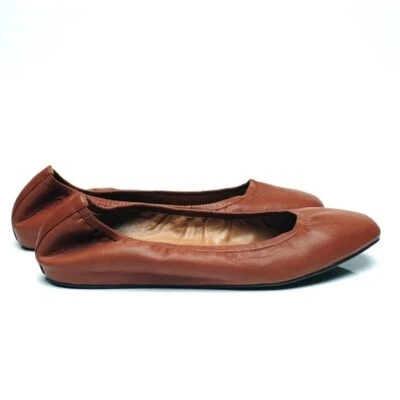 Mocasines planos de cuero genuino naranja tostado hechos a mano THE CURRENT NEW YORK talla 9 ajuste 8 Foto 1 de 4