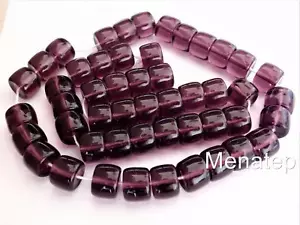 25 7 x 9 mm Czech Glass Druk Roller Beads: Amethyst - Picture 1 of 1