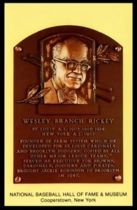 Branch Rickey Gold Hall of Fame Plaque Postcard - Picture 1 of 2