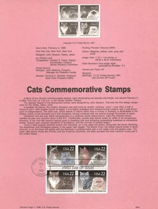 #8806 22c Cats Breeds Stamps #2372-2375a USPS Souvenir Page - Picture 1 of 1