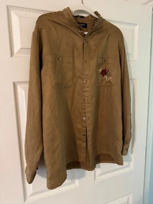 Brandini Para Hombres Marrón Imitación Gamuza Poliéster Abotonada Manga Larga Talla Grande Foto 1 de 4