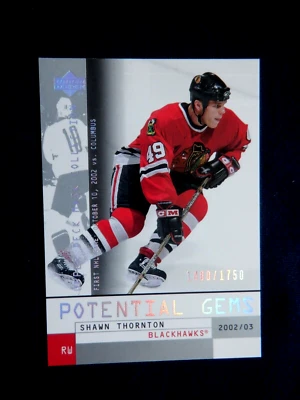Shawn Thornton UD Mask Collection RC 118 - 1400/ 1750, 2002 -03 NHL, Blackhawks - Image 1 of 2