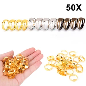50pcs 8mm Flat Pad Ring Bases DIY Blank Findings For Jewelry Making AdjustaH&q& - Picture 1 of 15