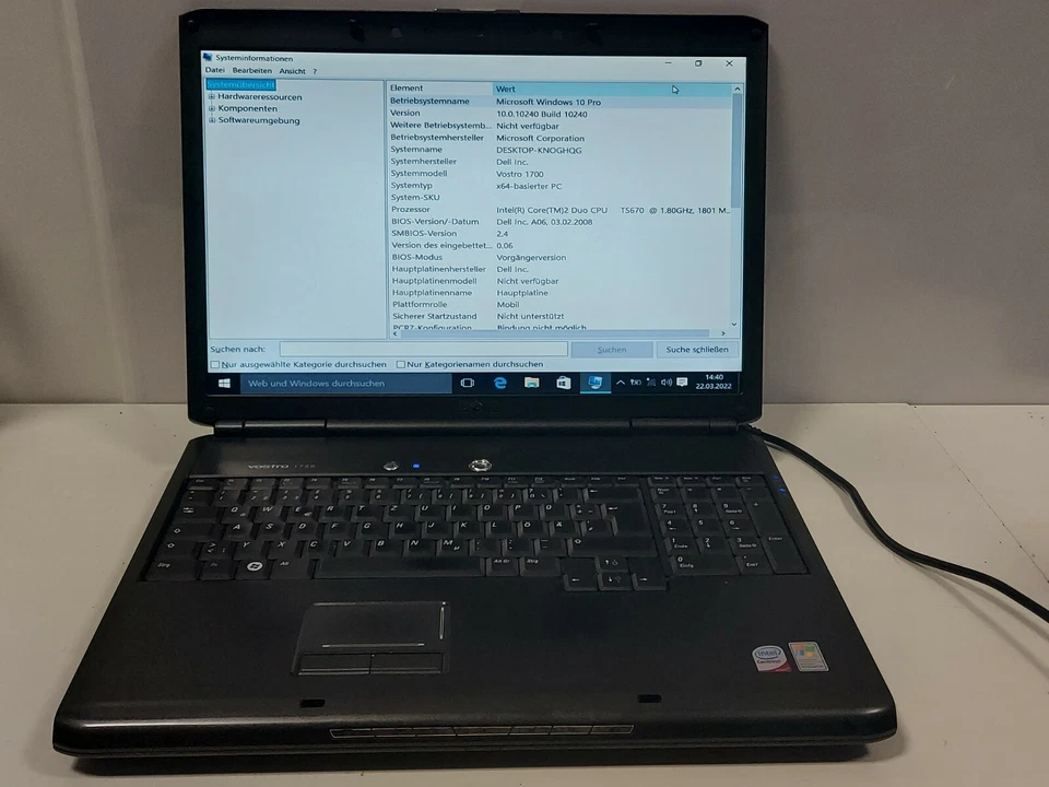 Dell Vostro 1700 CORE 2 DUO DIFETTOSO PEZZI DI RICAMBIO NON CONTROLLATI/##Z48 - Immagine 1 di 4