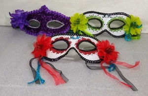  Mardi Gras Eye Mask 3 masquerade party glitter embelished bling sparkle theater - Picture 1 of 6