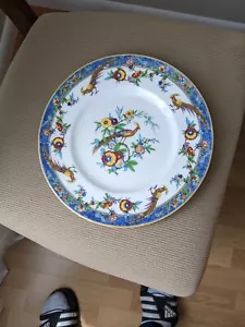 Vintage RARE Minton Blue Sinclair 10 1/4" Dinner Plate Birds Flowers - Picture 1 of 4