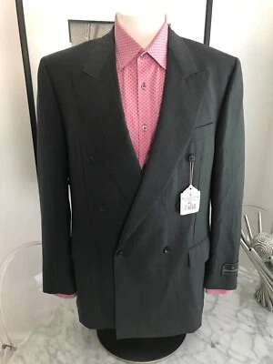 NUEVO CON ETIQUETAS Abrigo Blazer Chaqueta Para Hombre Ermenegildo Zegna Gris Carbón Doble Pecho 44L Foto 1 de 4
