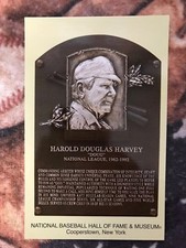 Doug Harvey Postcard- Baseball Hall of Fame Induction Plaque- Photo - Umpire
