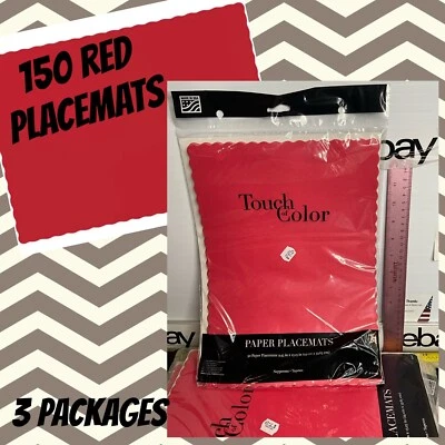 Red Paper Placemats 150 3x 50 Per Pack 9.5" x 13.5" Tableware Party Decorations - Image 1 of 4