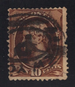 US # 209 - Cole VL-2 Unlisted "P" 3rd 4th Class Cancel  10c Jefferson Ex-Skinner - Picture 1 of 2