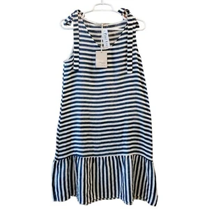 Francesca Bettini 100% Leinen gestreiftes Midikleid Made in Italy Damen Gr. XS - Bild 1 von 10