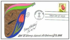 ✅ SALE! F (29c) Tulip Stamp ~ Scott 2517 ~ Goldberg Hand-Painted FDC ~ 1/22/91 - Picture 1 of 1