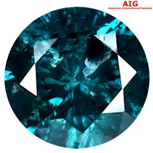 0.91 ct AIG CERTIFIED SUPERIOR ROUND (6 X 6 MM) GENUINE GREENISH BLUE DIAMOND - Picture 1 of 4