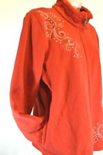 Seasonal Women's Fleece Bright Red Zip-Up Jacket w/Silver-Gold Embroidered Wind