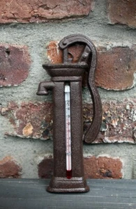 Garten Thermometer Schwengelpumpe Landhausstil Gartendeko Nostalgie Gusseisen - Bild 1 von 4