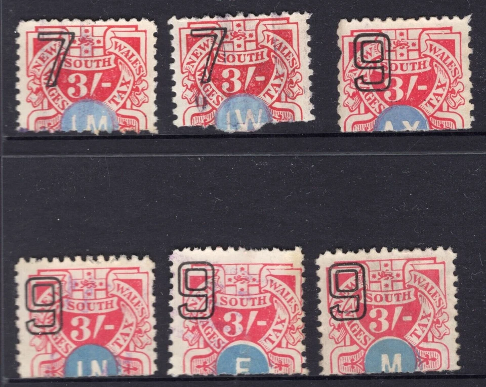 1930's NSW Australia Wages Tax Revenue 6 x 3/- Three Shillings - Image 1 of 1