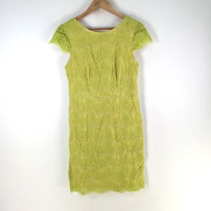 Darling dress womens M aus 10 pencil lime green flroal lace short sleeve 112161 - Picture 1 of 10