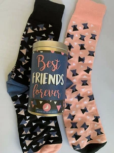 Yo Sox 2 Pairs of Unisex socks Best Friends Forever decorative cylindrical Tin - Picture 1 of 6