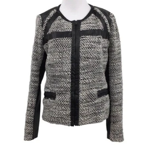 Kut Fromt The Kloth Jacket Womens Small Gray Black Faux Leather Trim Zip Up - Picture 1 of 13