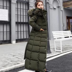 Winter Warm Women Faux Fur Long Quilted Parka Ladies Girls Coat Hooded Jacket - Picture 1 of 14