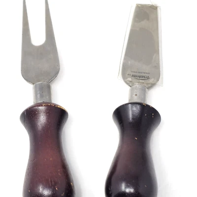 Trudeau Charcuterie Knife and Fork Set with Wood Handles - Vtg READ - Image 1 of 4