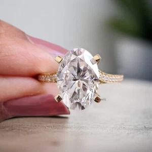 4.15 CT Oval Moissanite Engagement Ring Colorless Oval With Twisted Pave Band - Picture 1 of 10