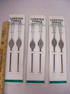 VINTAGE LOBSTER FORKS, STAINLESS STEEL, FOX RUN CRAFTSMEN,3 SETS OF 2, NEW - Picture 1 of 7