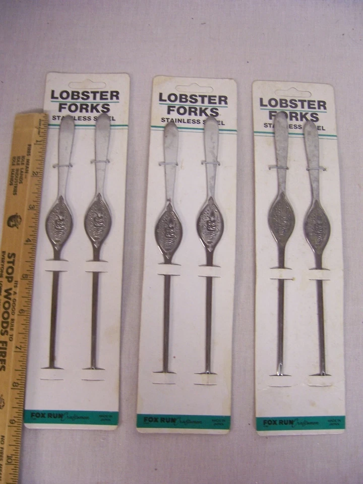 VINTAGE LOBSTER FORKS, STAINLESS STEEL, FOX RUN CRAFTSMEN,3 SETS OF 2, NEW - Image 1 of 4