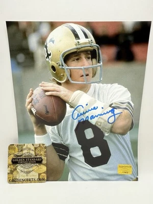 Foto firmada por Archie Manning NFL New Orleans Saints 8x10 Ole Miss CFHOF GSC CERTIFICADO DE AUTENTICIDAD Foto 1 de 4
