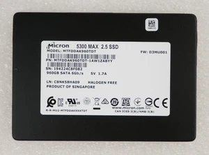 Micron 5300 MAX MTFDDAK960TDT 960GB 6Gbps SATA 2.5" Solid State Drive SSD - Zdjęcie 1 z 5