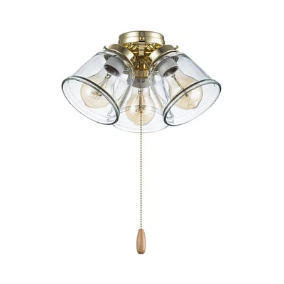 22015-1, Three-Light Ceiling Fan Light Kit with Pull Chain, Polished Brass Fi... - Image 1 of 4