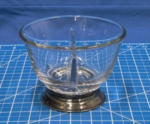 Vintage Sterling Base & Divided Heisey Glass Server Bowl Frank M. Whiting 42520 - Picture 1 of 10