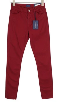 GANT Skinny Satin Women Trousers W26/L32 Dark Red Zip Fly Pockets Logo Casual * - Image 1 of 4