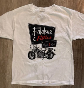Fabulous Fifties Motorcycle Rock & Roll Classic Tshirt Size youth m (8) - Picture 1 of 3