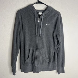 Vintage Nike Jacket Youth Large Gray Tag Full Zip Long Sleeve Hooded Lightweight - Picture 1 of 9