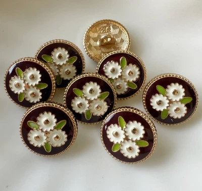 5PC Gold Flower Metal Buttons Crafts Shank Buttons 17mm - Image 1 of 3