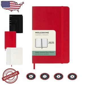 Planificador semanal 2025 3,5 x 5,5 rojo escarlata cubierta suave páginas sin ácido - Imagen 1 de 10