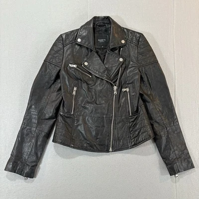 Chaqueta de motociclista de cuero para mujer Barneys talla 8 cuero de oveja motocicleta corte en V punk Foto 1 de 4