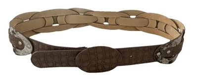 Chicos腰带女式M可调节棕褐色鳄鱼皮压花编织椭圆形扣 — 第 1/4 张图片