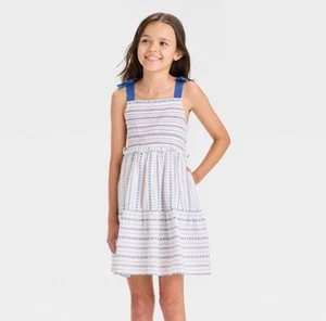 Cat & Jack Sleeveless 4th Of July Tiered Stars & Stripes Dress M A-Line  - Picture 1 of 5