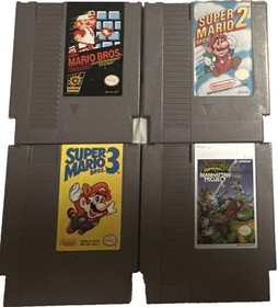 Nintendo NES 4-Game Lot: Super Mario Bros 1 2 3 + TMNT Manhattan Project