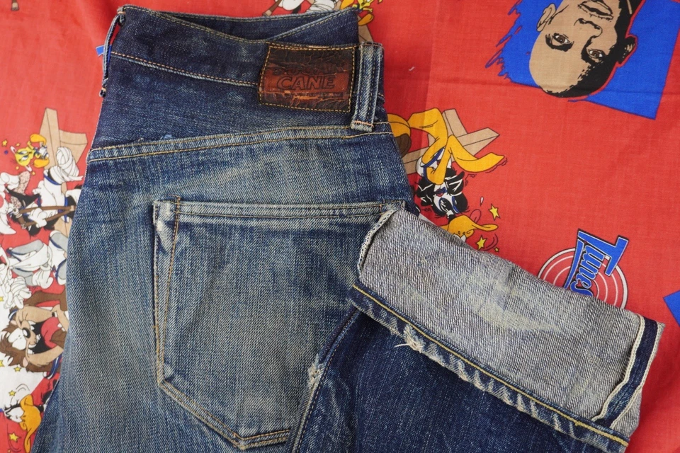 Pantalones de mezclilla vintage Sugar Cane 1947 stock muerto hechos en EE. UU. con ribete para hombre talla 32x34 Foto 1 de 4