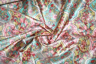 Tela 100 % seda estampado en dos lados vintage de mediados de siglo por 41" de ancho Foto 1 de 4