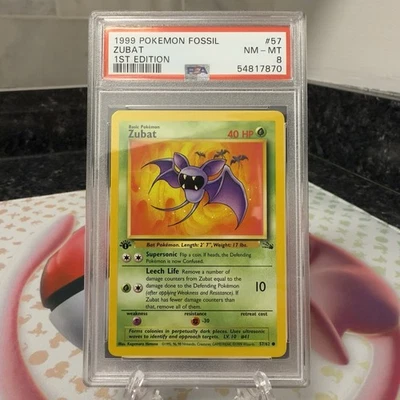 1999 Pokemon Fossil 1st First Edition Zubat 57/62 Non-Holo PSA 8 NM-Mint - Image 1 of 4